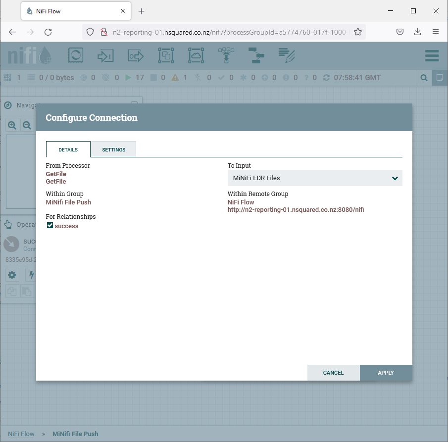 Connector to the Remote Process Group