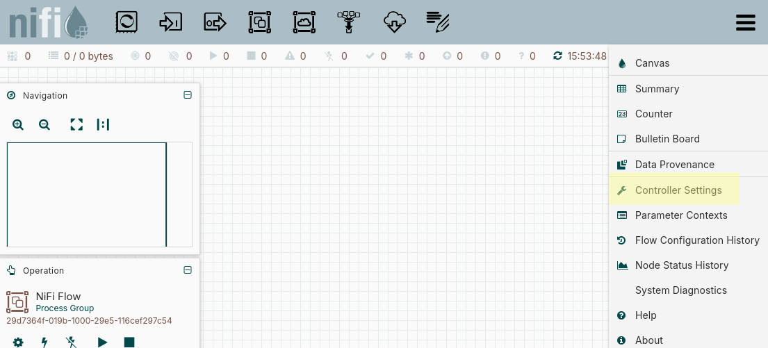 NiFi controller settings