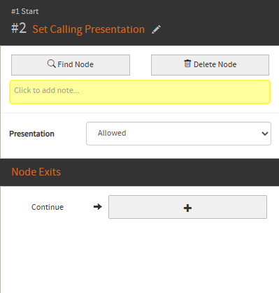 the Set Presented Calling Party Node